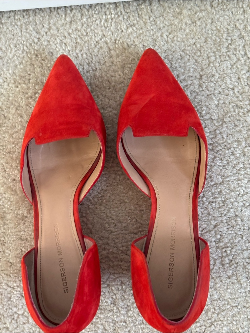 Sigerson Morrison Light Red Suede Wedge Flats